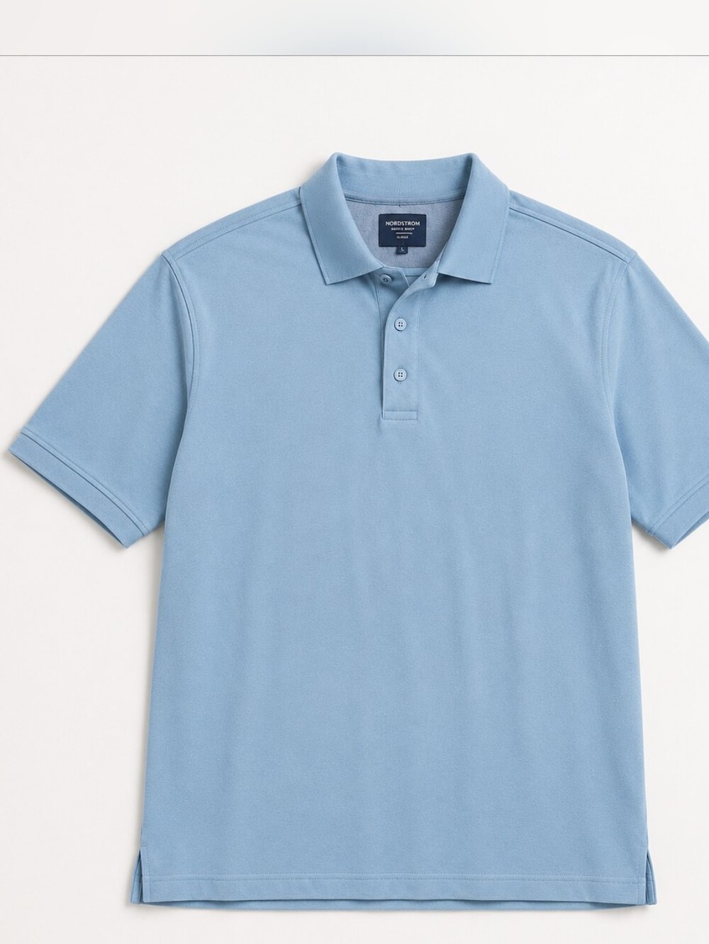 Nordstrom Men's Shop Sky Blue Cotton Polo Shirt Size L Classic Casual Golf